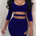  Sexy Turtleneck Hollow-out Royalblue Polyester Mini Dress