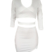  Sexy Turtleneck Hollow-out White Polyester Mini Dress