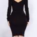  Sexy V Neck Cap Sleeves Striped Black Polyester  Knee Length Dress