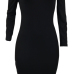  Sexy V Neck Cap Sleeves Striped Black Polyester  Knee Length Dress