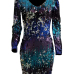  Sexy V Neck Gradient Sequined Decorative Polyester Sheath Mini Dress