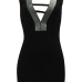  Sexy V Neck Hollow-out Black Polyester Sheath Mini Dress