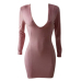  Sexy V Neck Hollow-out Pink Polyester Sheath Mini Dress