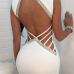  Sexy V Neck Hollow-out White Polyester Sheath Mini Dress