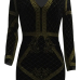  Sexy V Neck Hot Stamping Craft Gold Velvet Sheath Mini Dress