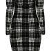  Trendy Dew Shoulder Grid Polyester Sheath Knee Length Dress