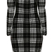  Trendy Dew Shoulder Grid Polyester Sheath Knee Length Dress