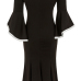  Trendy Dew Shoulder Patchwork Black Knee Length Dress