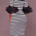  Trendy Dew Shoulder Striped Gauze Splicing Polyester Sheath Mid Calf Dress