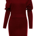  Trendy Dew Shoulder Wine Red Polyester Sheath Mini Dress