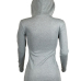  Trendy Hooded Collar Letters Printed Grey Cotton Blend Mini Dress