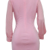  Trendy Round Neck Lace-up Pink Polyester Sheath Mini Dress