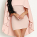  Trendy Round Neck Polyester Cloak Design Pink Polyester Sheath Mini Dress