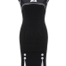  Trendy Round Neck Zipper Design Black Healthy Fabric Sheath Knee Length Dress