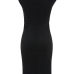  Trendy Round Neck Zipper Design Black Healthy Fabric Sheath Knee Length Dress