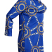  Trendy Turndown Collar Printed Blue Healthy Fabric Mini Dress(Without Belt)