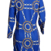  Trendy Turndown Collar Printed Blue Healthy Fabric Mini Dress(Without Belt)