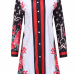  Trendy Turndown Collar Printed Patchwork Polyester Sheath Mini Dress