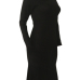  Trendy Turtleneck Asymmetrical Black Cotton Sheath Mid Calf Dress