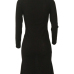  Trendy Turtleneck Asymmetrical Black Cotton Sheath Mid Calf Dress