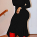  Trendy Turtleneck Asymmetrical Black Cotton Sheath Mid Calf Dress