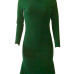  Trendy Turtleneck Asymmetrical Green Cotton Sheath Mid Calf Dress