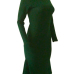  Trendy Turtleneck Asymmetrical Green Cotton Sheath Mid Calf Dress