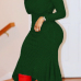  Trendy Turtleneck Asymmetrical Green Cotton Sheath Mid Calf Dress