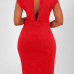  Trendy Turtleneck Tank Sleeveless Falbala Design Red Polyester Sheath Knee Length Dress