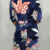  Trendy V Neck Floral Print  Polyester Sheath Knee Length Dress