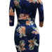  Trendy V Neck Floral Print  Polyester Sheath Knee Length Dress