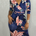  Trendy V Neck Floral Print  Polyester Sheath Knee Length Dress