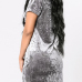  Trendy V Neck Lace-up Hollow-out Grey Velvet Sheath Mini Dress