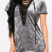  Trendy V Neck Lace-up Hollow-out Grey Velvet Sheath Mini Dress