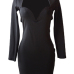  Trendy V Neck Zipper Design Black Polyester Sheath Mini Dress