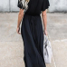  V Neck Black Irregular Maxi Dress