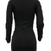  Vintage Round Neck Button Decorative Hollow-out Black Polyester Mini Dress