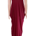 Alluring V Neck Spaghetti Strap Sleeveless Asymmetrical Wine Red Cotton Blend Ankle Length Dress