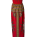 Bohemian V Neck Off The Shoulder Sleeveless Totem Printed Red Qmilch Ball Gown Ankle Length Dress