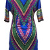 Bohemian V Neck Short Sleeves Blending Straight Mini Women Dress