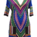 Bohemian V Neck Short Sleeves Blending Straight Mini Women Dress