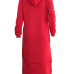 Casual Hooded Collar Letters Printed Red Polyester Mid Calf Dress