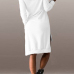 Casual Long Sleeves Patchwork Asymmetrical White Cotton Hooded Mini Dress