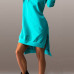 Casual Long Sleeves Side Split Asymmetrical Green Polyester Hooded Dress