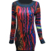 Casual Round Neck Long Sleeves Printing Milk Fiber Mini Dress