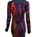 Casual Round Neck Long Sleeves Printing Milk Fiber Mini Dress