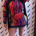 Casual Round Neck Long Sleeves Printing Milk Fiber Mini Dress