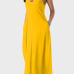 Casual V Neck Asymmetrical Yellow Blending Floor Length Dress