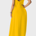 Casual V Neck Asymmetrical Yellow Blending Floor Length Dress