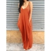 Casual V Neck Orange Blending Floor Length Dress